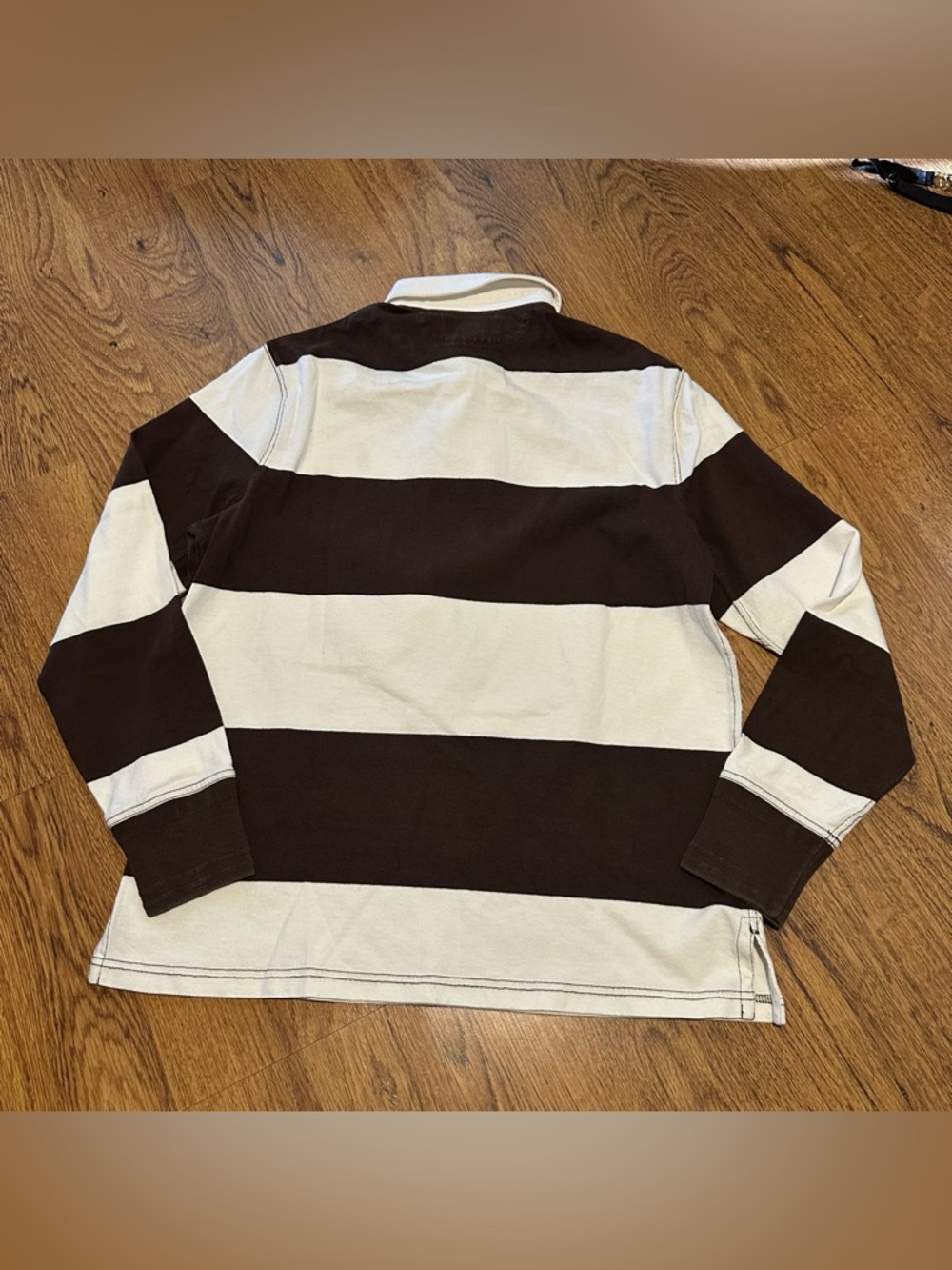 Polo by Ralph Lauren Brown and Cream Striped Rugby Polo custom fit medium - Picture 7 of 11